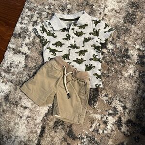 Stitchfix bundle, Dinosaur Print Polo Shirt and Tan Shorts Set